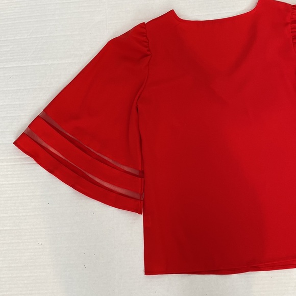 Roskiki, size Medium, red, woman’s summer illusional sleeve top. - Picture 4 of 4